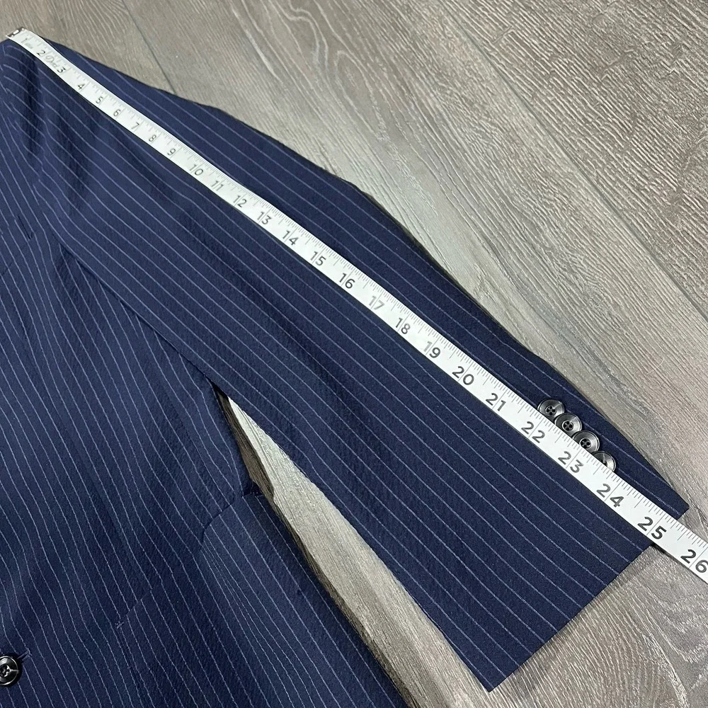 Jos A Bank Tailored Fit Sport Coat 40R Blue Wool Poly Stretch Unstructured 31608
